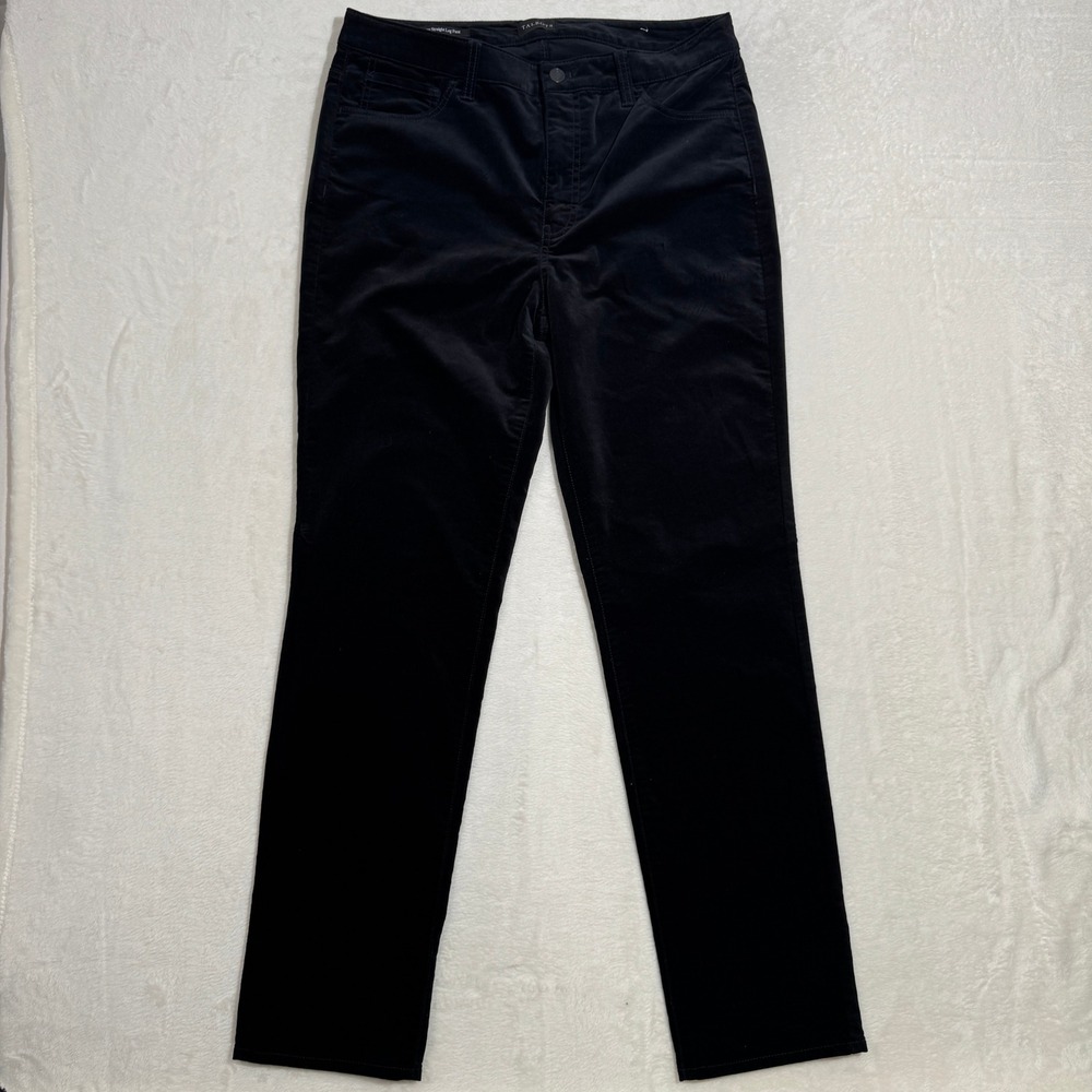 Talbots Velveteen Pants Womens 10 Black Straight Leg High Rise 5-Pocket Stretch
